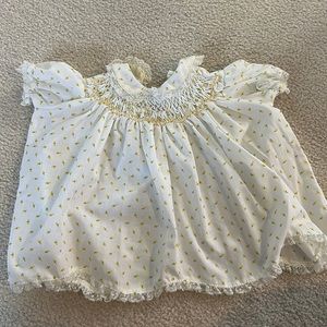 Vintage yellow hand smocked dress - 6-9 mo